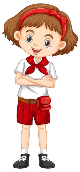 Een gelukkig meisje in rood shorts — Stockvector