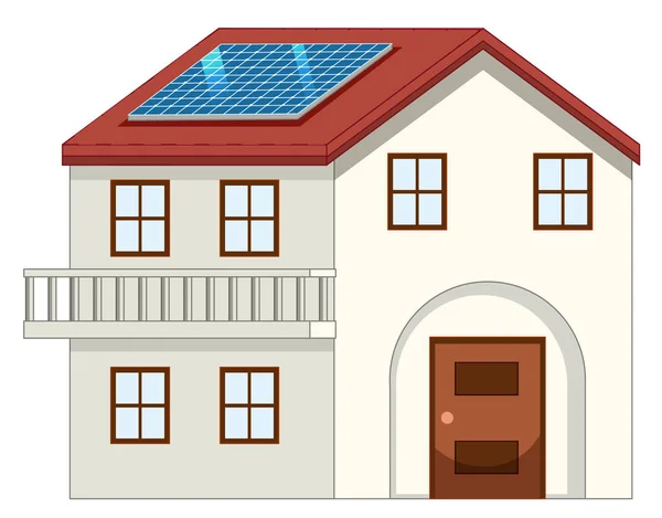 Dom z ogniwem słonecznym na dachu — Wektor stockowy