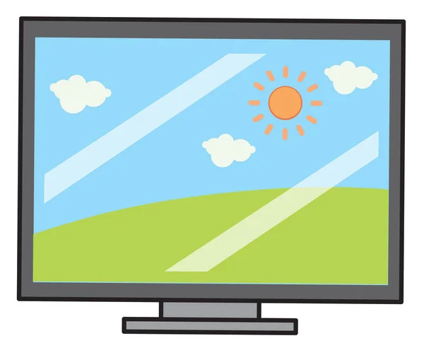 Телевидение с садовым полем на экране — стоковый вектор