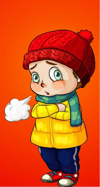 Boy dresses in winter clothes — Stock Vector