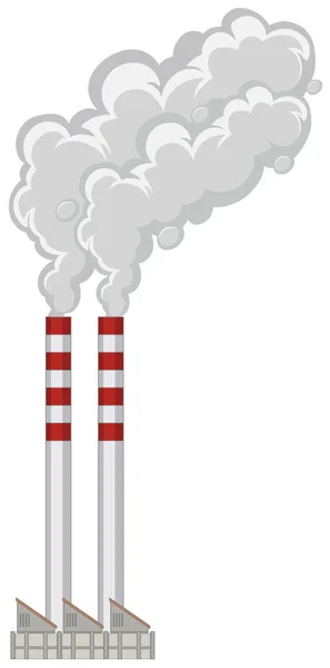 Chimeneas de fábrica con humo saliendo — Vector de stock