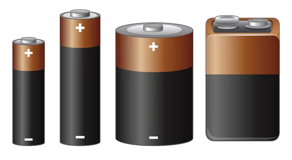 Différentes tailles de batterie — Image vectorielle