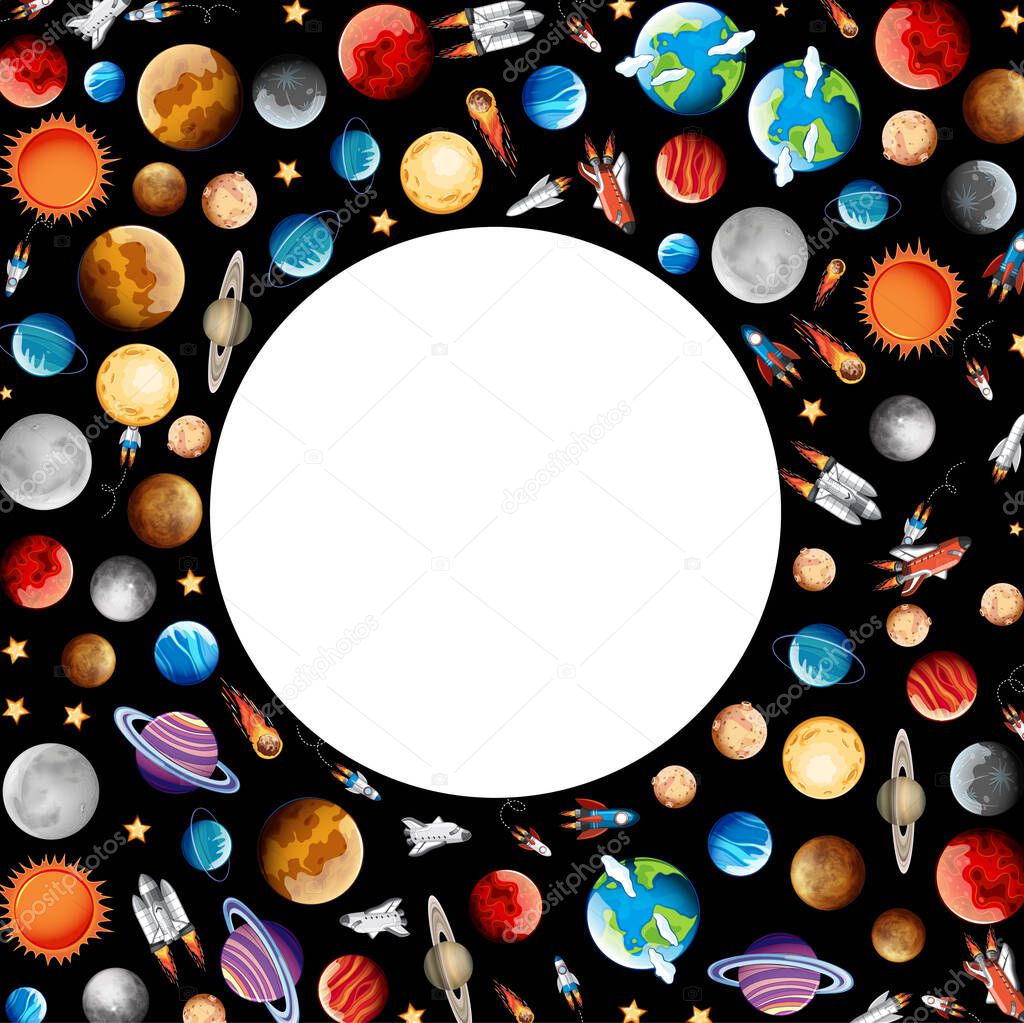 Frame design with planets in space