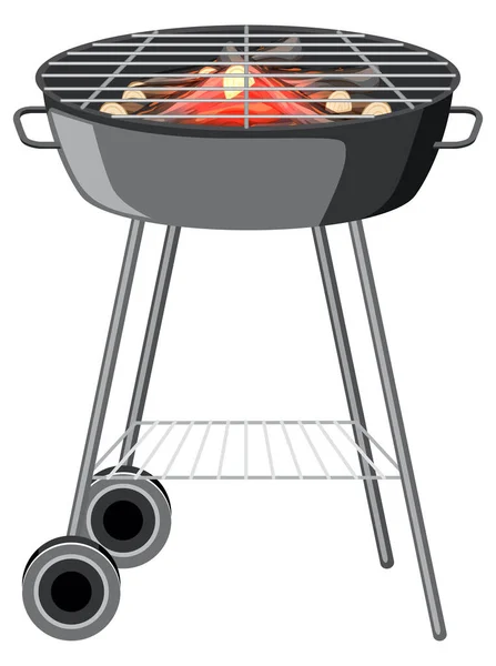 Gril Bbq Bílém Pozadí Ilustrace — Stockový vektor