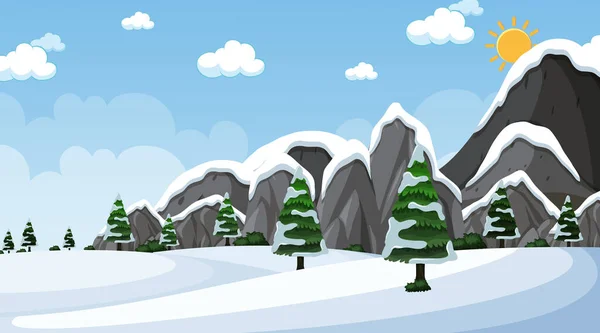 Achtergrond Scène Met Sneeuw Afbeelding Veld — Stockvector