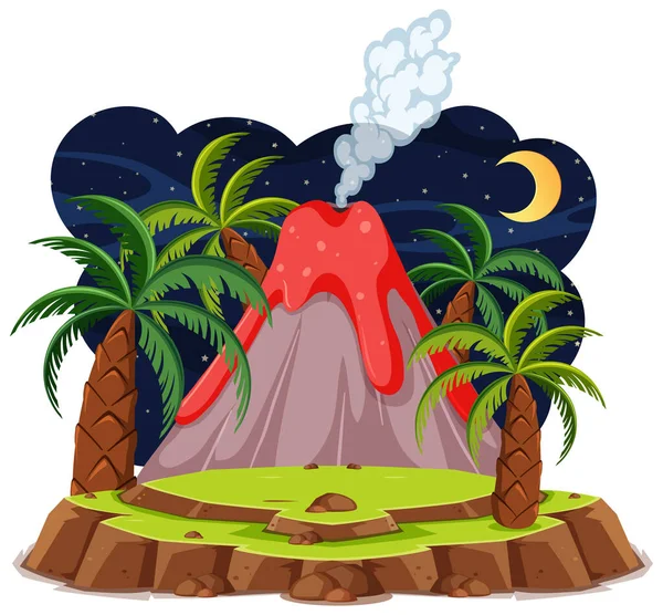 Sopka Erupce Set Kreslený Styl Izolované Bílém Pozadí Ilustrace — Stockový vektor