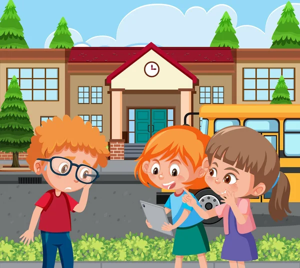 Scene Kid Bullying Friend School Illustration — Stock Vector