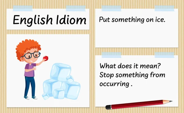 English Idiom Put Something Ice Template Illustration — Stockový vektor