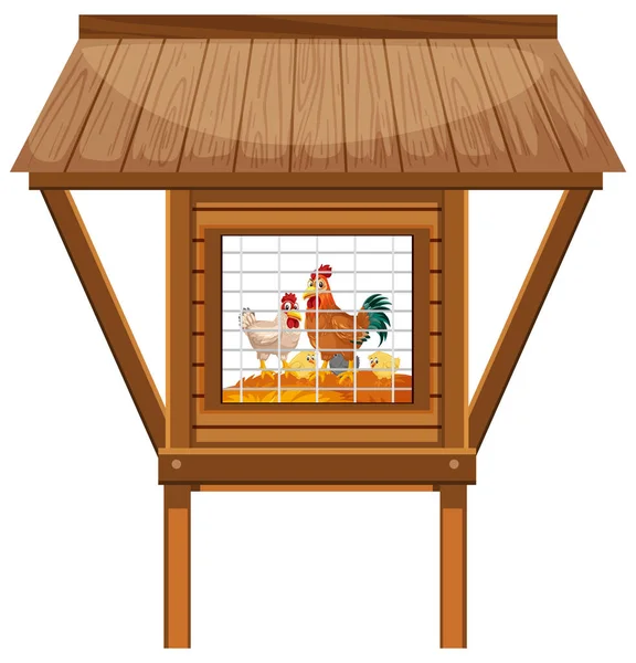 Chicken Coop Chickens Eggs Illustration — Stock Vector