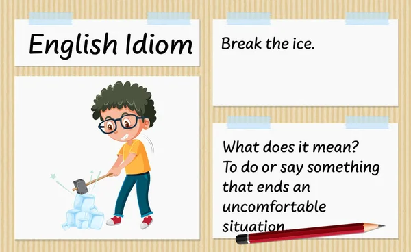 Englisches Idiom Bricht Das Eis Vorlage Illustration — Stockvektor