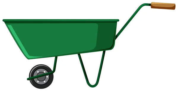 Carro Jardinería Verde Sobre Fondo Blanco Ilustración — Vector de stock