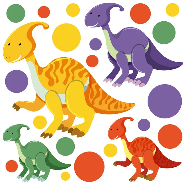 Set Cute Dinosaurs Isolated White Background Illustration — Stock Vector