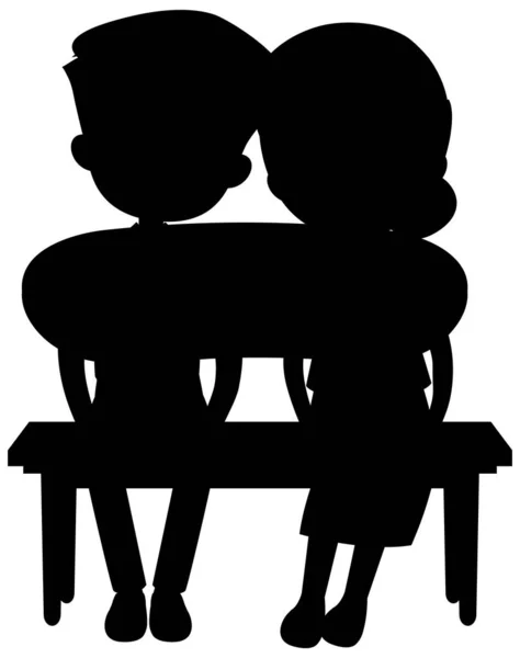 Silhouette Deux Personnes Assises Sur Chaise Illustration — Image vectorielle