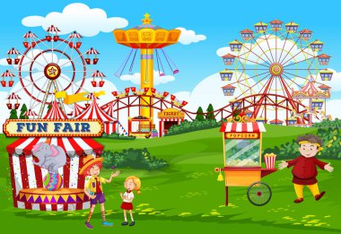 Sirk ve patlamış mısır tezgahı temalı bir lunapark.
