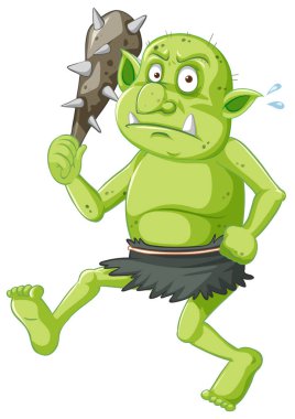 Çizgi film karakterinde yeşil goblin ya da trol avlanma aracı olarak izole edilmiş.
