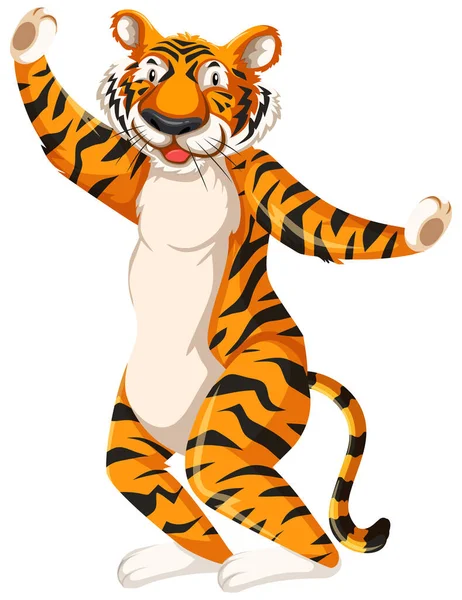 Feliz Tigre Desenho Animado Personagem Ilustração — Vetor de Stock