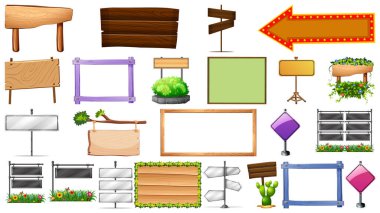 Çeşitli işaret illüstrasyonları kümesi