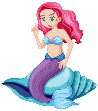 Sevimli deniz kızı çizgi film karakteri çizimi