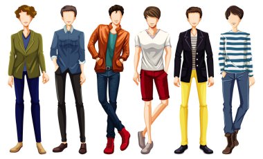 Bir dizi erkek karakter çizimi