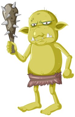 Çizgi film karakterinde yeşil goblin ya da trol avlanma aracı olarak izole edilmiş.