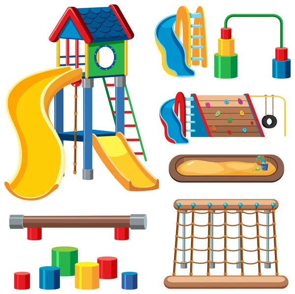 Набор Детской Игровой Площадки Парке — стоковый вектор