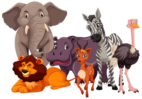 Gruppo Animali Selvatici Illustrazione — Vettoriale Stock