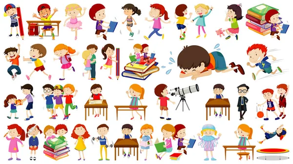 Ensemble Illustration Personnage Dessin Animé Mignon Enfants — Image vectorielle