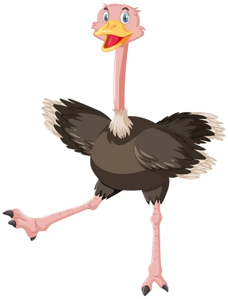 Schattige Struisvogel Cartoon Karakter Illustratie — Stockvector