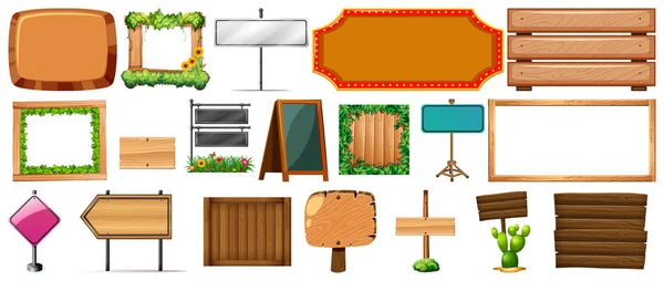 Set Von Verschiedenen Arten Von Schildern Banner Illustration — Stockvektor