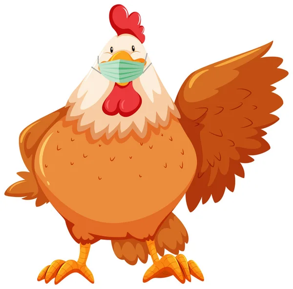 Chicken Cartoon Character Wearing Mask Illustration — Stock Vector