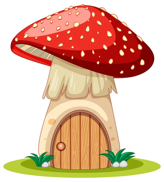 Mushroom House Cartoon Style White Background Illustration — Stock Vector