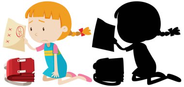 Kızın silüeti ile kötü bir sınav izi var.