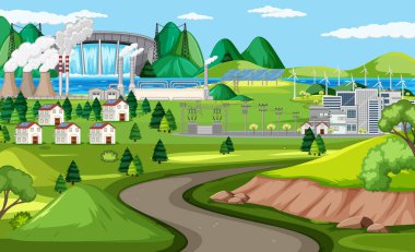 Manufactory ve rüzgar türbini ve uzun yol çizimleri