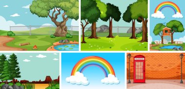 Farklı konumlara sahip altı doğa sahnesi