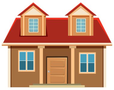 Beyaz arkaplan illüstrasyonunda basit bir ev dış görünümüName