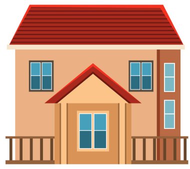 Beyaz arkaplan illüstrasyonunda basit bir ev dış görünümüName