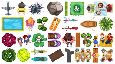 Set of aerial element house decorations isolated illustration clipart