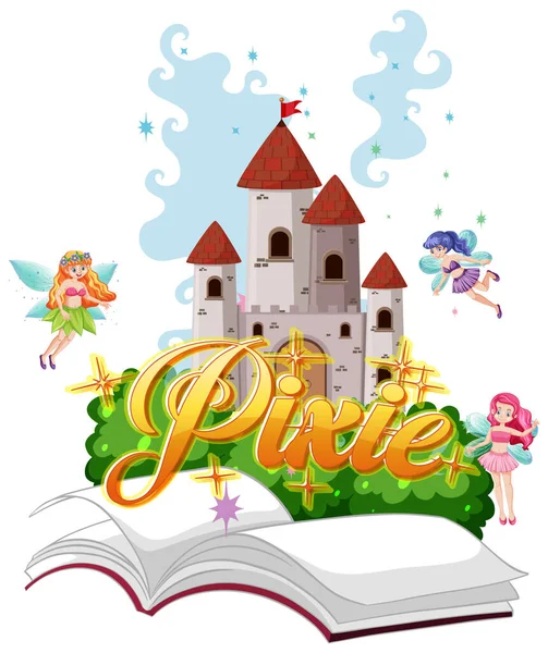 Logos Pixie Avec Petite Fée Sur Fond Blanc Illustration — Image vectorielle