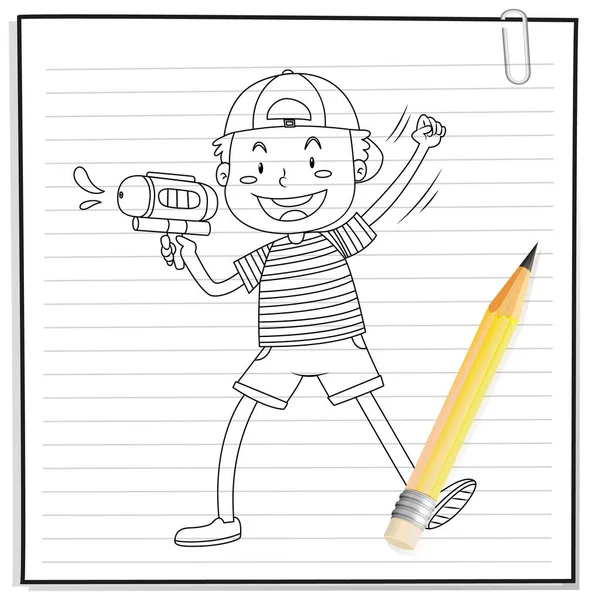 Handtekening Jongen Schets Illustratie — Stockvector
