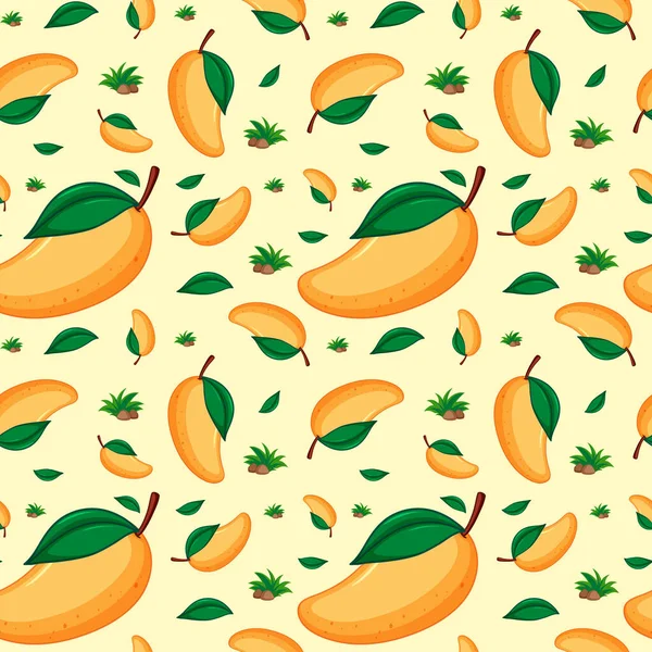 Diseño Fondo Sin Costuras Con Ilustración Mango — Vector de stock