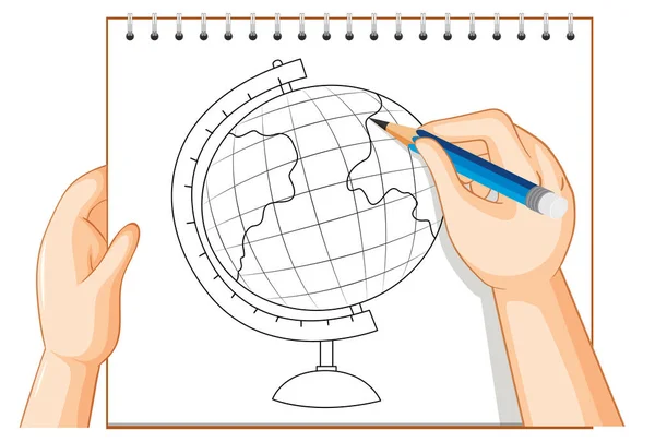 Escrita Mão Globo Ilustração Esboço Modelo — Vetor de Stock