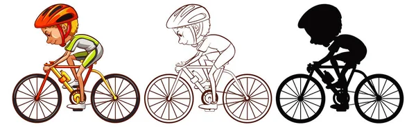 Set Cycling Athlete Illustration — Stock Vector