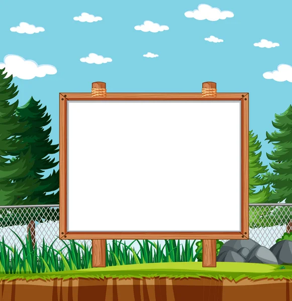 Empty Banner Board Nature Park Scenery Illustration — Stock Vector