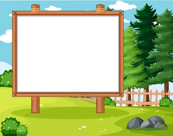 Empty Banner Board Nature Park Scenery Illustration — Stock Vector