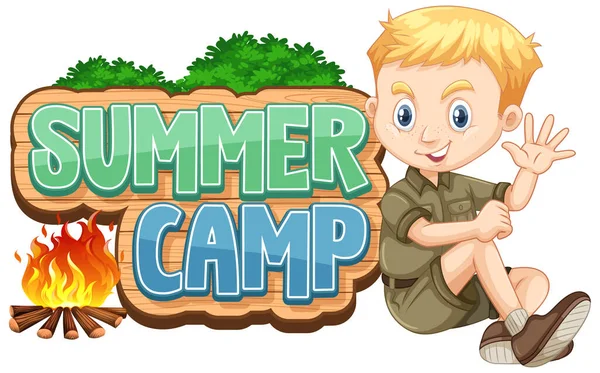 Schriftdesign Für Sommerlager Mit Süßem Kind Park — Stockvektor