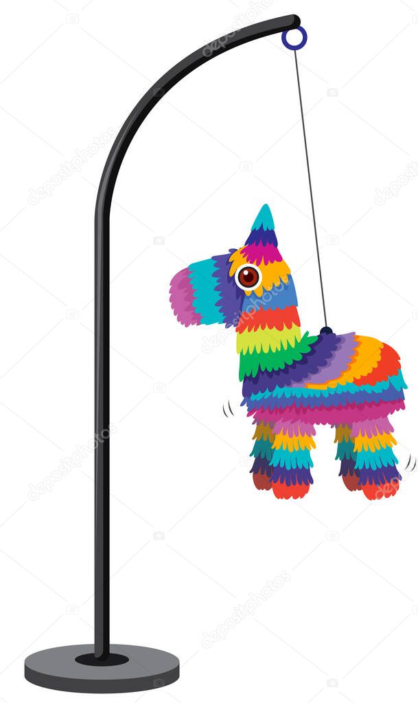 Cute mexican pinata horse isolated on white background illustration