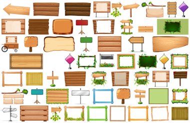 Çeşitli işaret illüstrasyonları seti