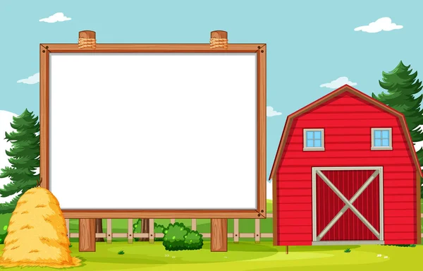 Empty Banner Board Nuture Farm Scenery Illustration — Stock Vector