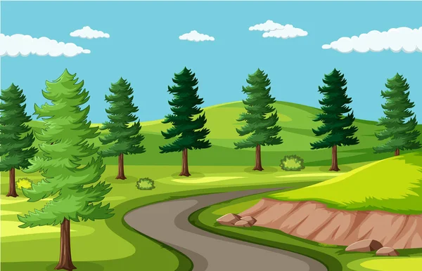 Camino Fondo Vacío Paisaje Del Parque Ilustración — Vector de stock