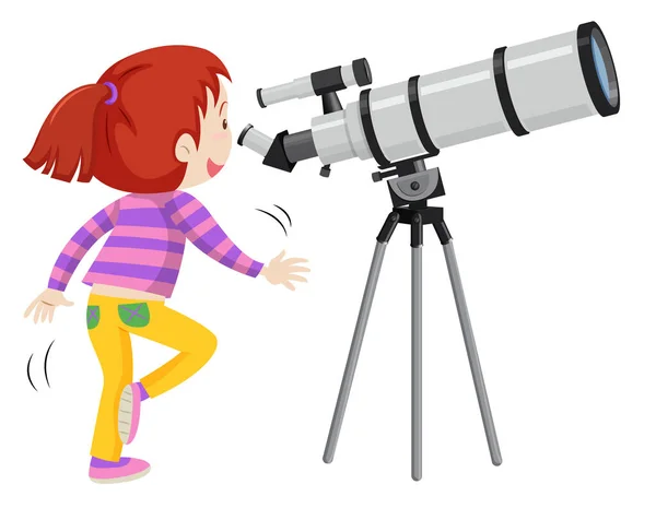 Niño De Dibujos Animados Mirando A Través De Un Telescopio Ilustraciones  svg, vectoriales, clip art vectorizado libre de derechos. Image 193412000